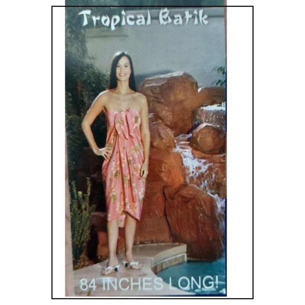 Tropical Batik Scarf Dress One Size Multiple Way Wrap Sarong Hawaiian Vacation‎